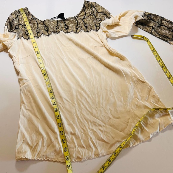 JayGodffrey Lace Detail Long Sleeves Top Size 6 Cream Black - Picture 6 of 7